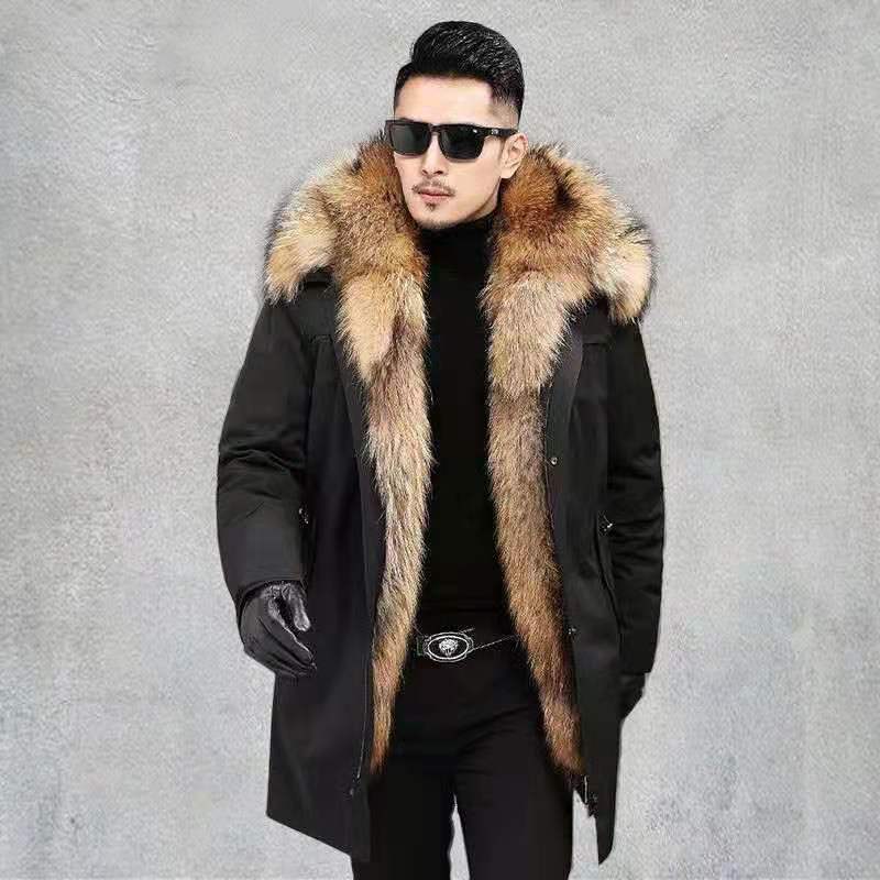 Parka winterjas heren gewatteerd met capuchon en hoge kraag 4