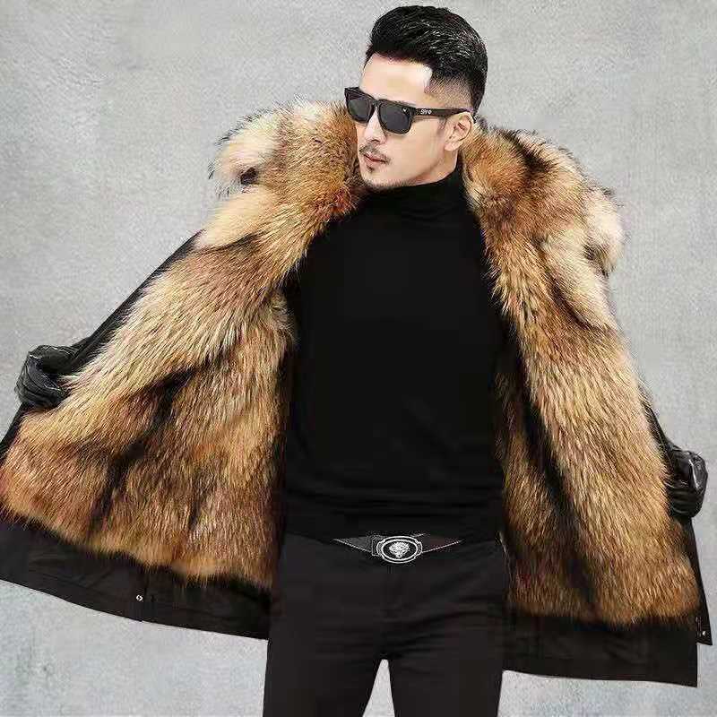 Parka winterjas heren gewatteerd met capuchon en hoge kraag 5