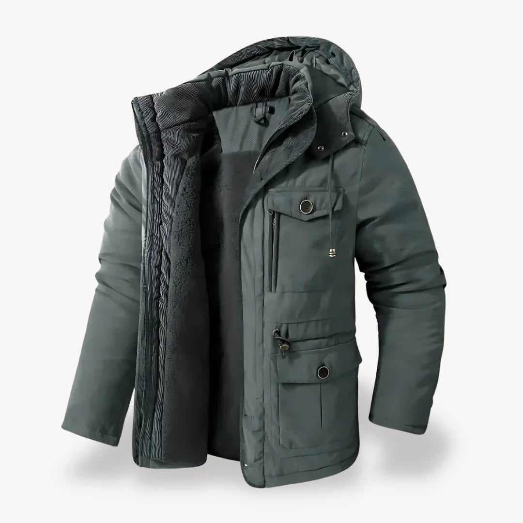 Parka winterjas heren met capuchon en fleecevoering 3