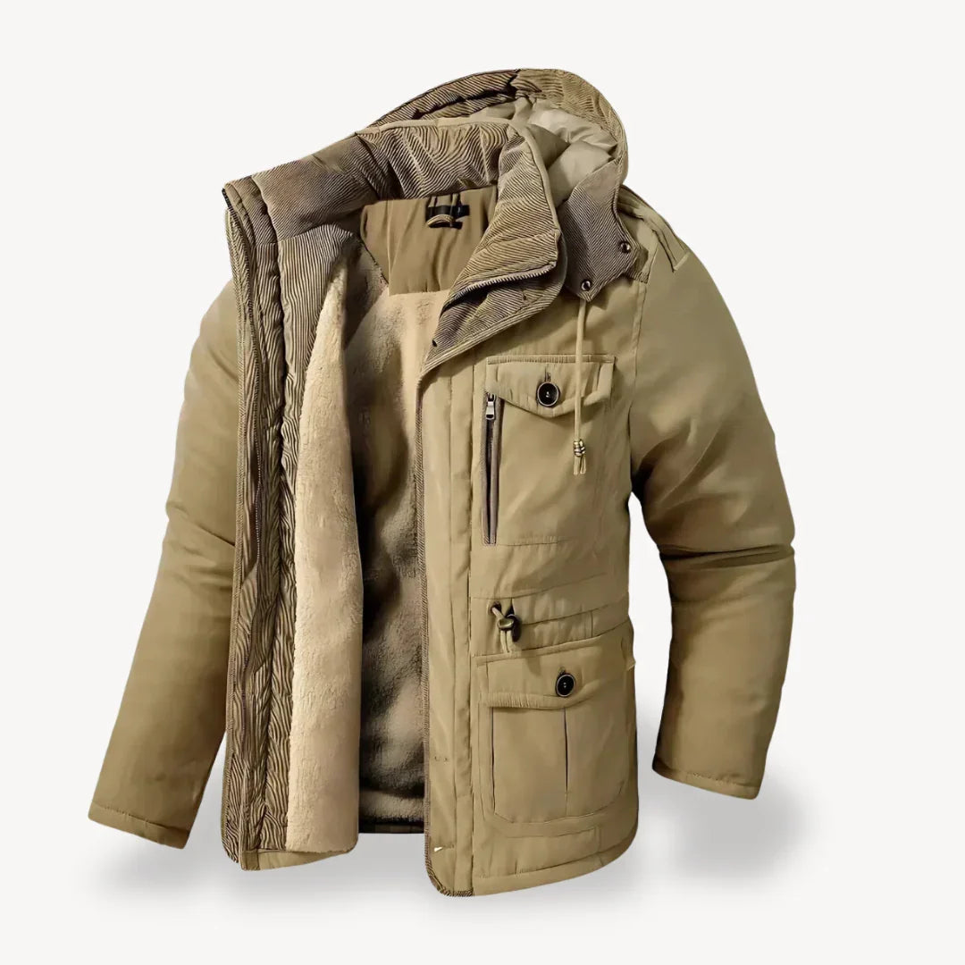Parka winterjas heren met capuchon en fleecevoering 4
