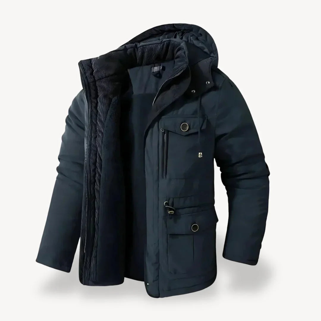Parka winterjas heren met capuchon en fleecevoering 5