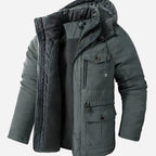 Parka winterjas heren met capuchon en fleecevoering waterafstotend 2