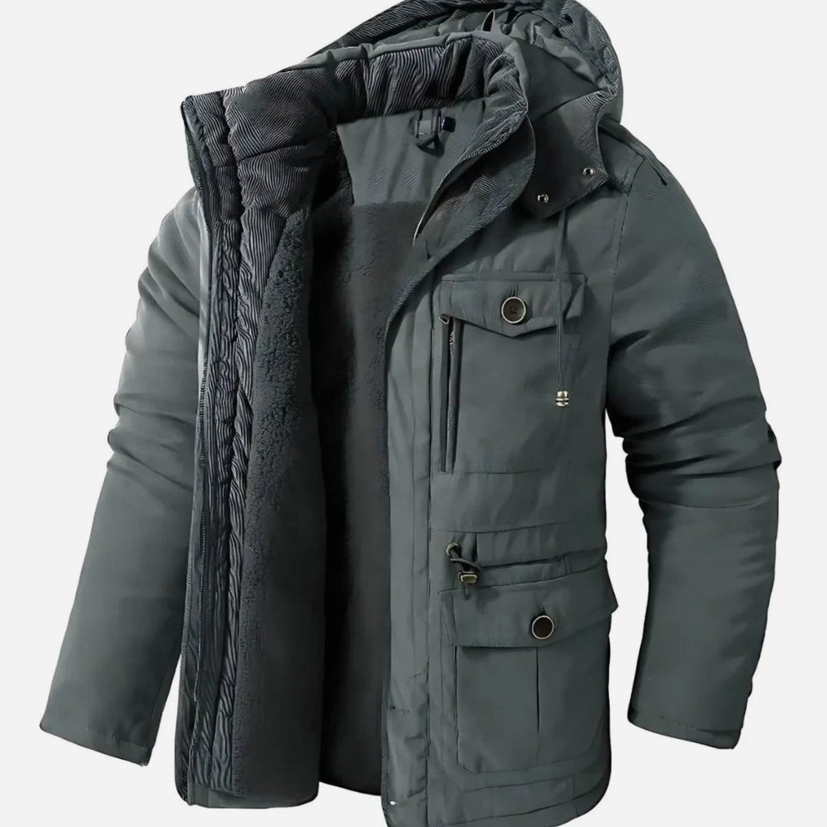 Parka winterjas heren met capuchon en fleecevoering waterafstotend 2