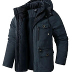 Parka winterjas heren met capuchon en fleecevoering waterafstotend 3