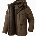 Parka winterjas heren met capuchon en fleecevoering waterafstotend 4