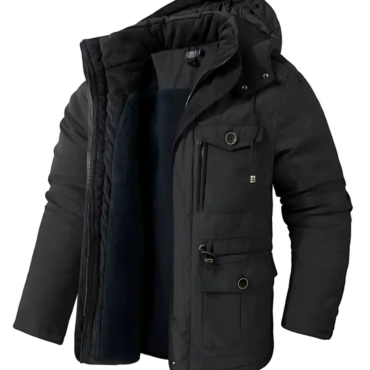 Parka winterjas heren met capuchon en fleecevoering waterafstotend 5