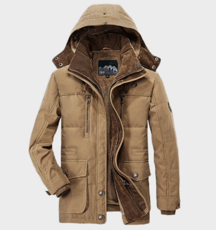 Parka winterjas heren met capuchon en opstaande kraag 1