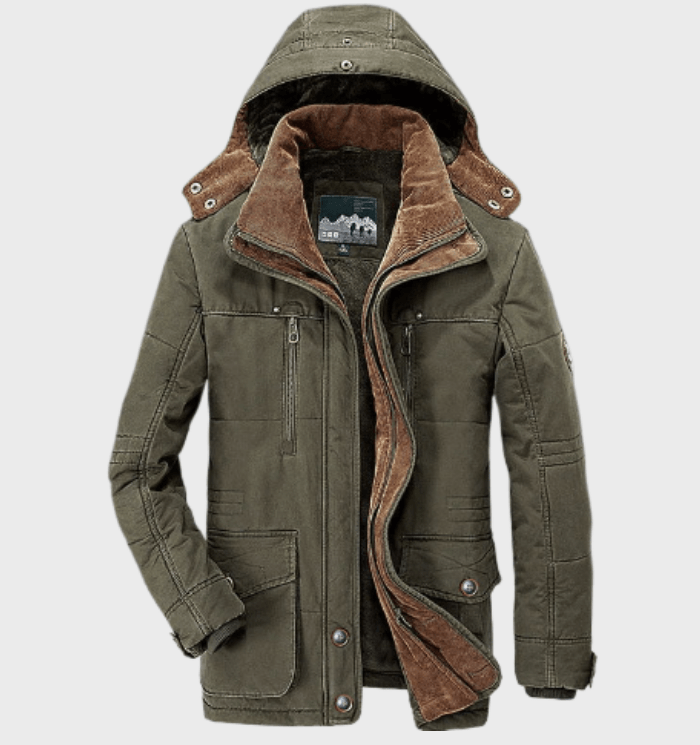 Parka winterjas heren met capuchon en opstaande kraag 2