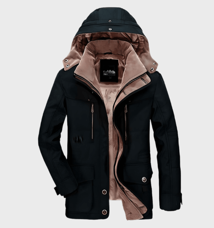 Parka winterjas heren met capuchon en opstaande kraag 3
