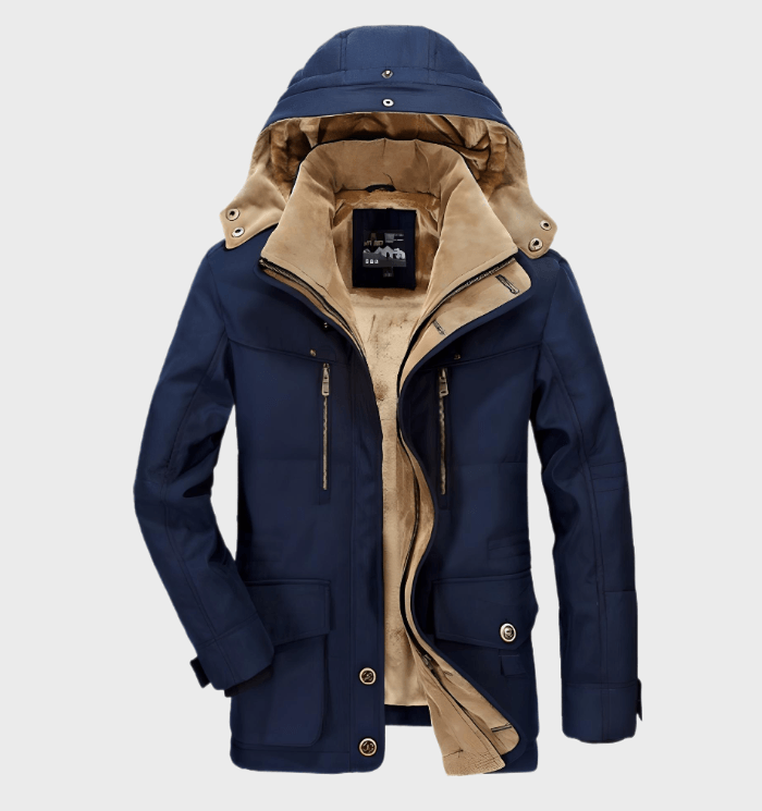 Parka winterjas heren met capuchon en opstaande kraag 4