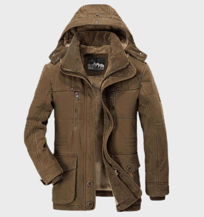 Parka winterjas heren met capuchon en opstaande kraag 5