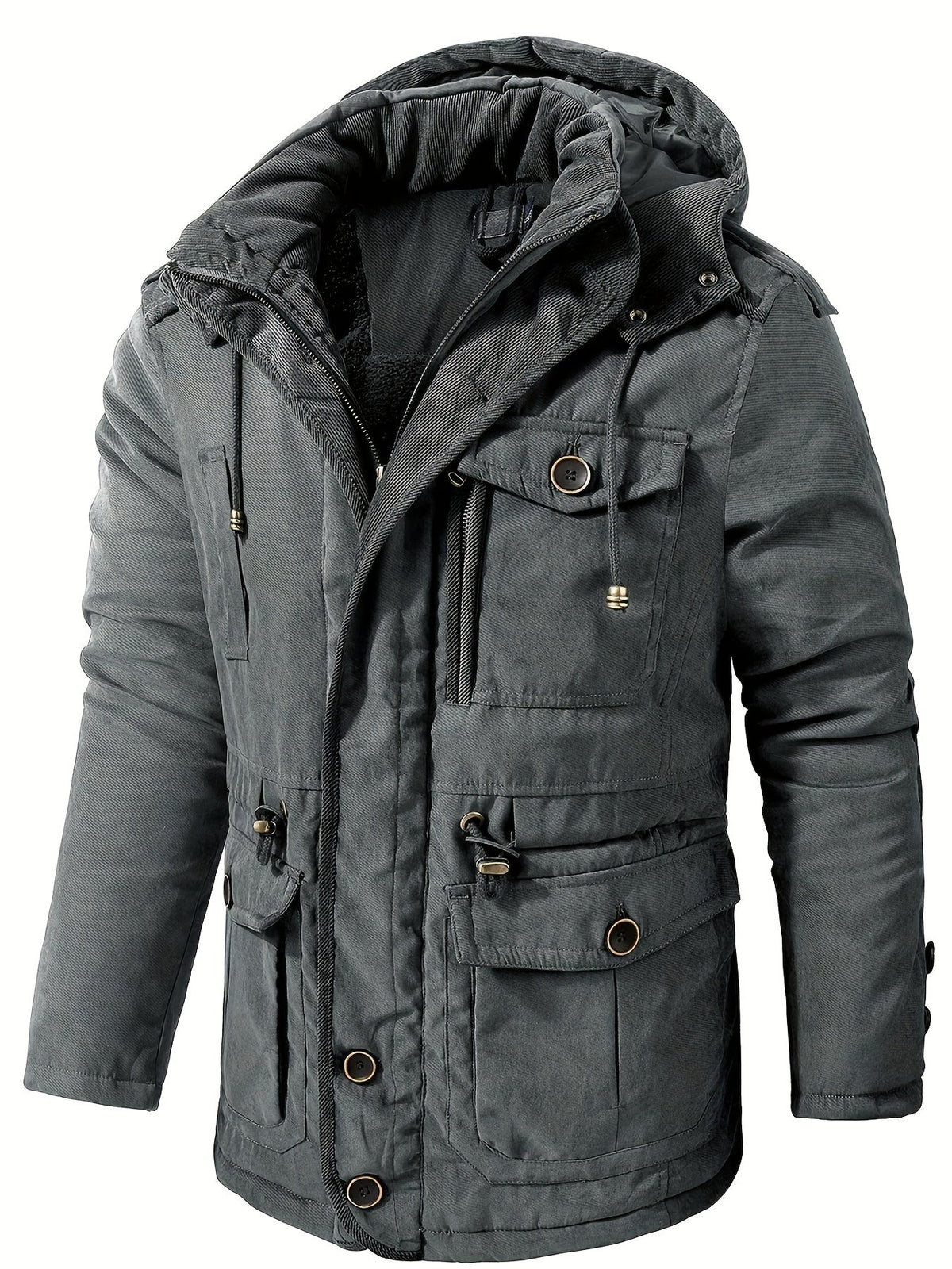 Parka winterjas heren met capuchon en warme voering 2