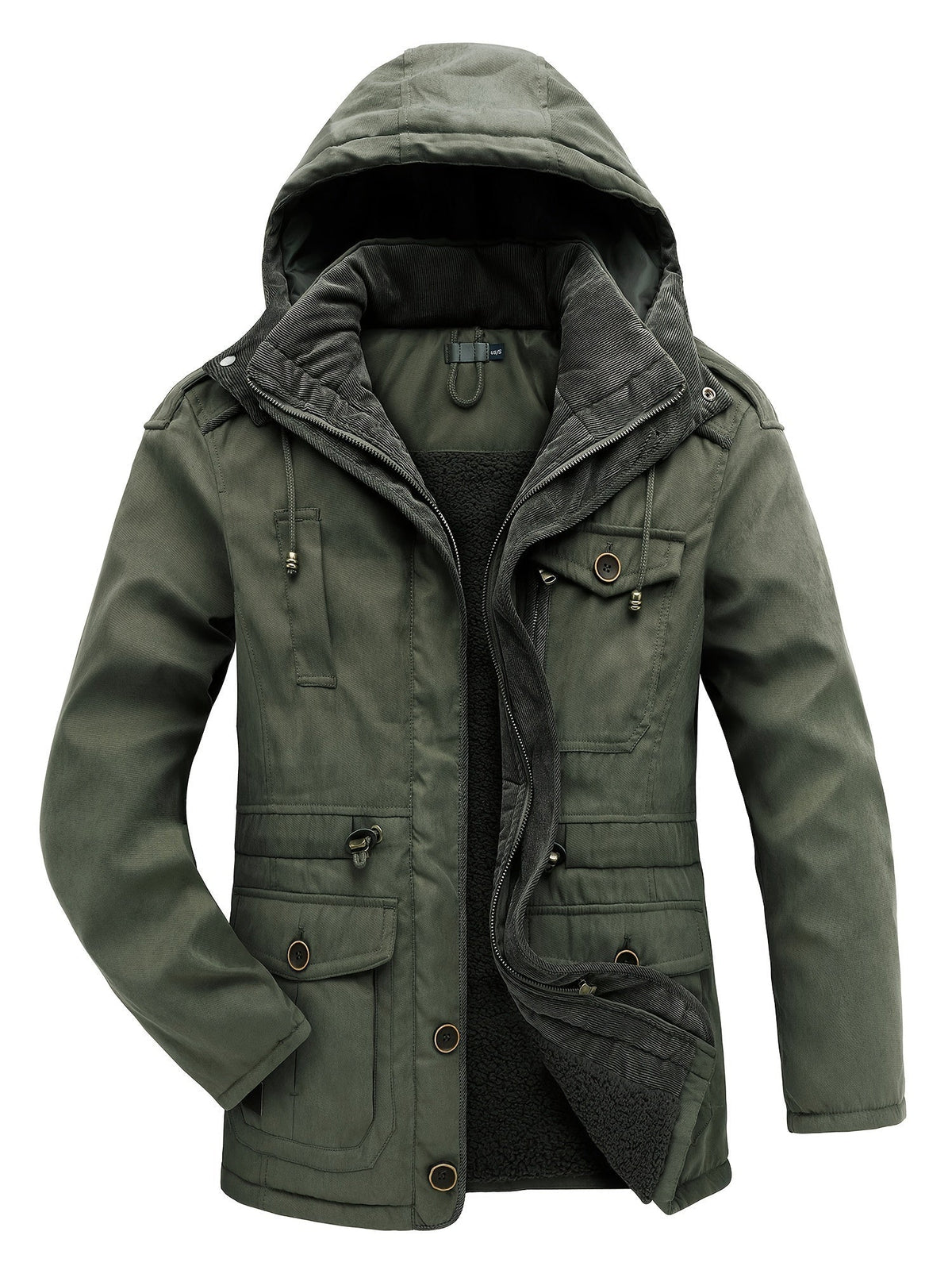 Parka winterjas heren met capuchon en warme voering 4
