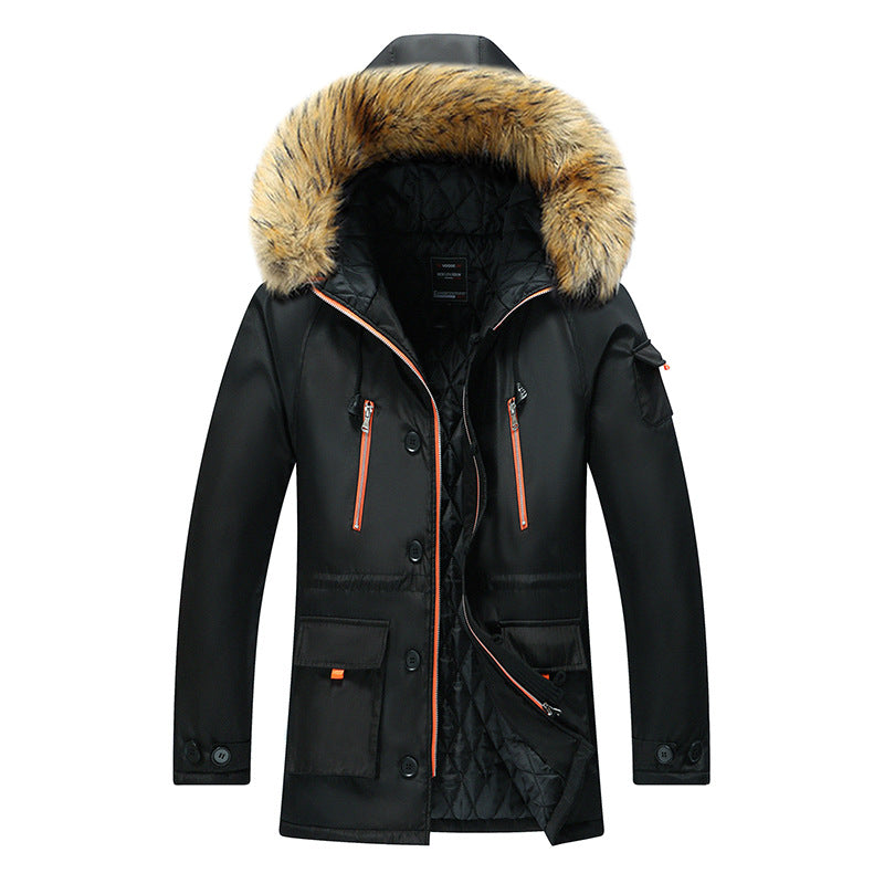 Parka winterjas heren waterafstotend met bontrand capuchon 2