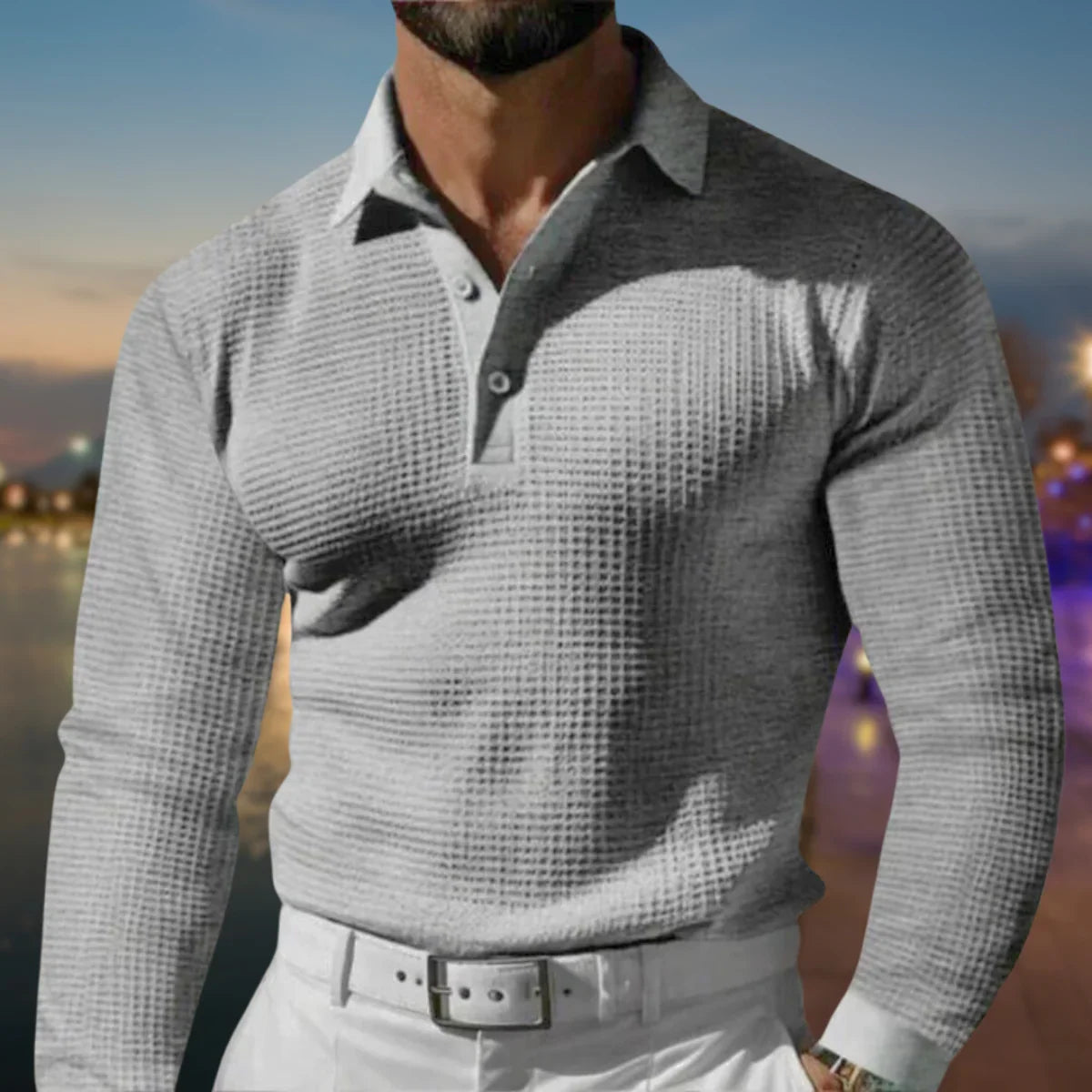 Polo sweater heren met polokraag en knoopsluiting 1