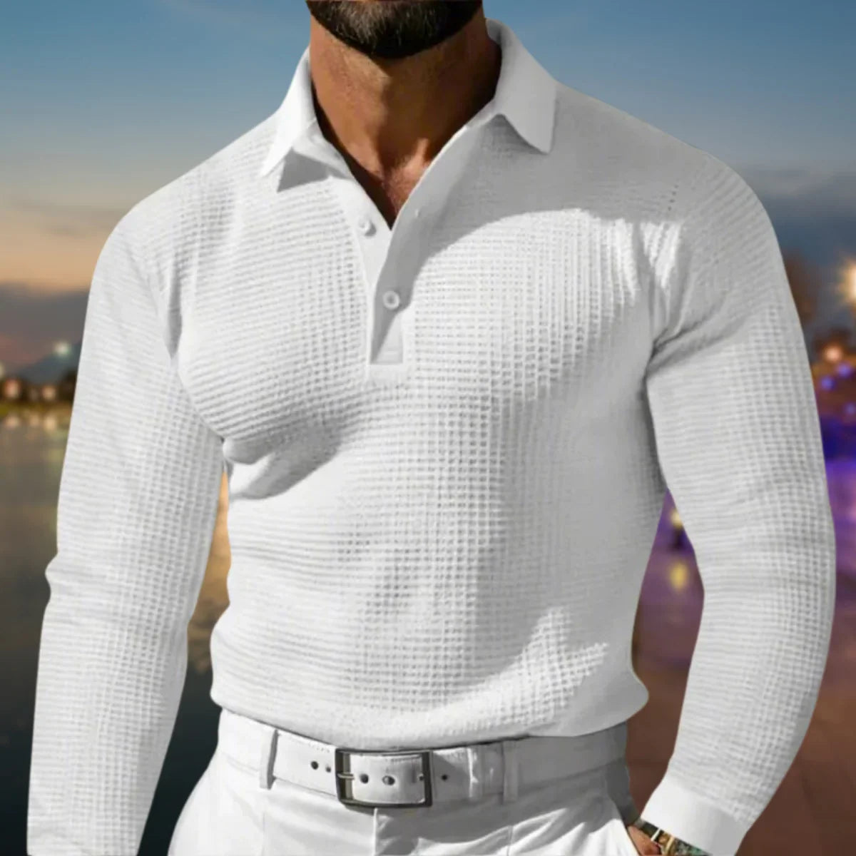 Polo sweater heren met polokraag en knoopsluiting 2