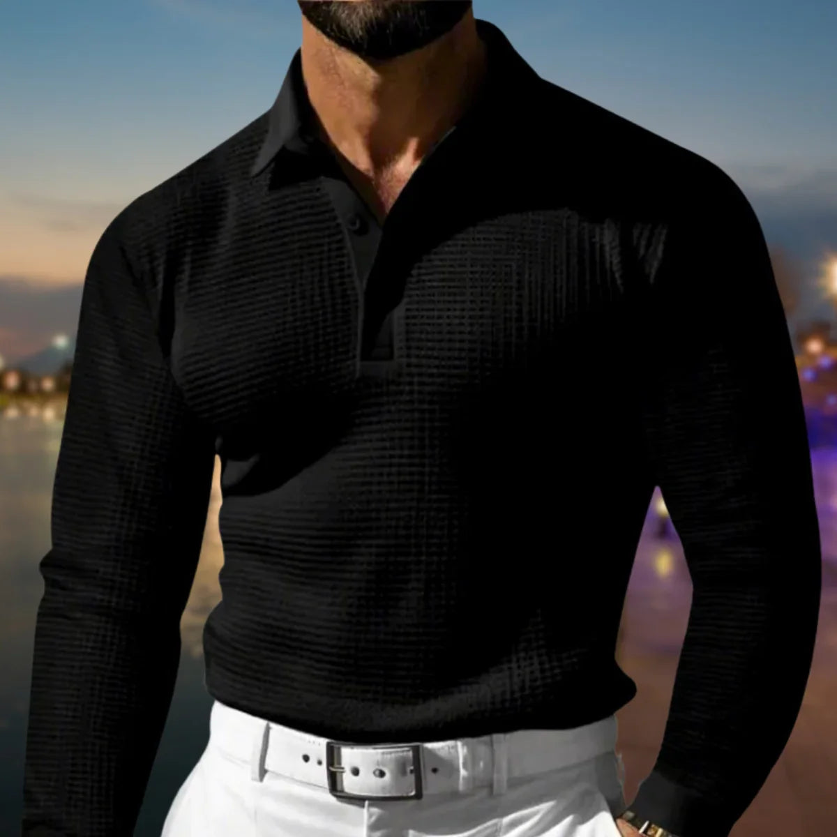 Polo sweater heren met polokraag en knoopsluiting 3