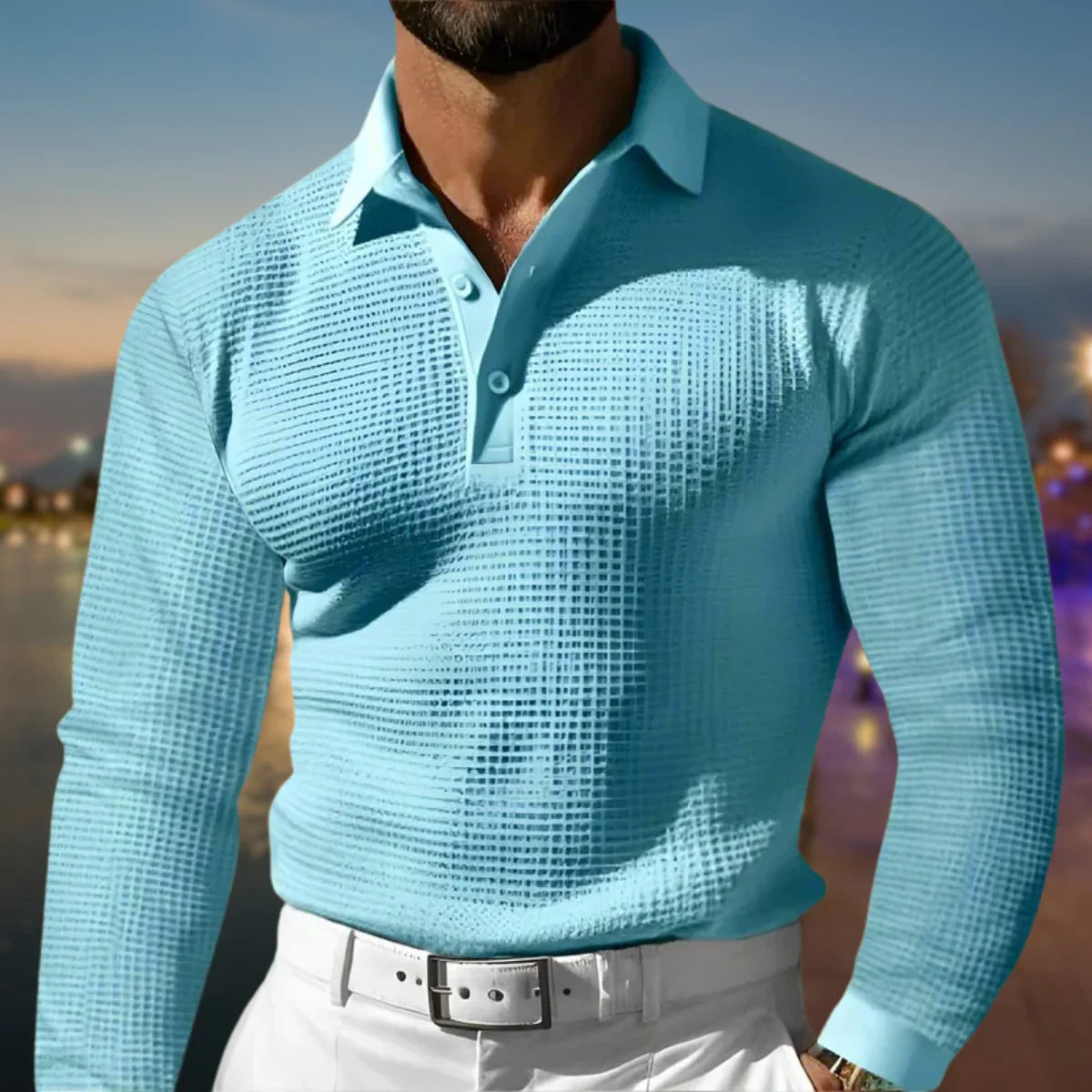 Polo sweater heren met polokraag en knoopsluiting 4