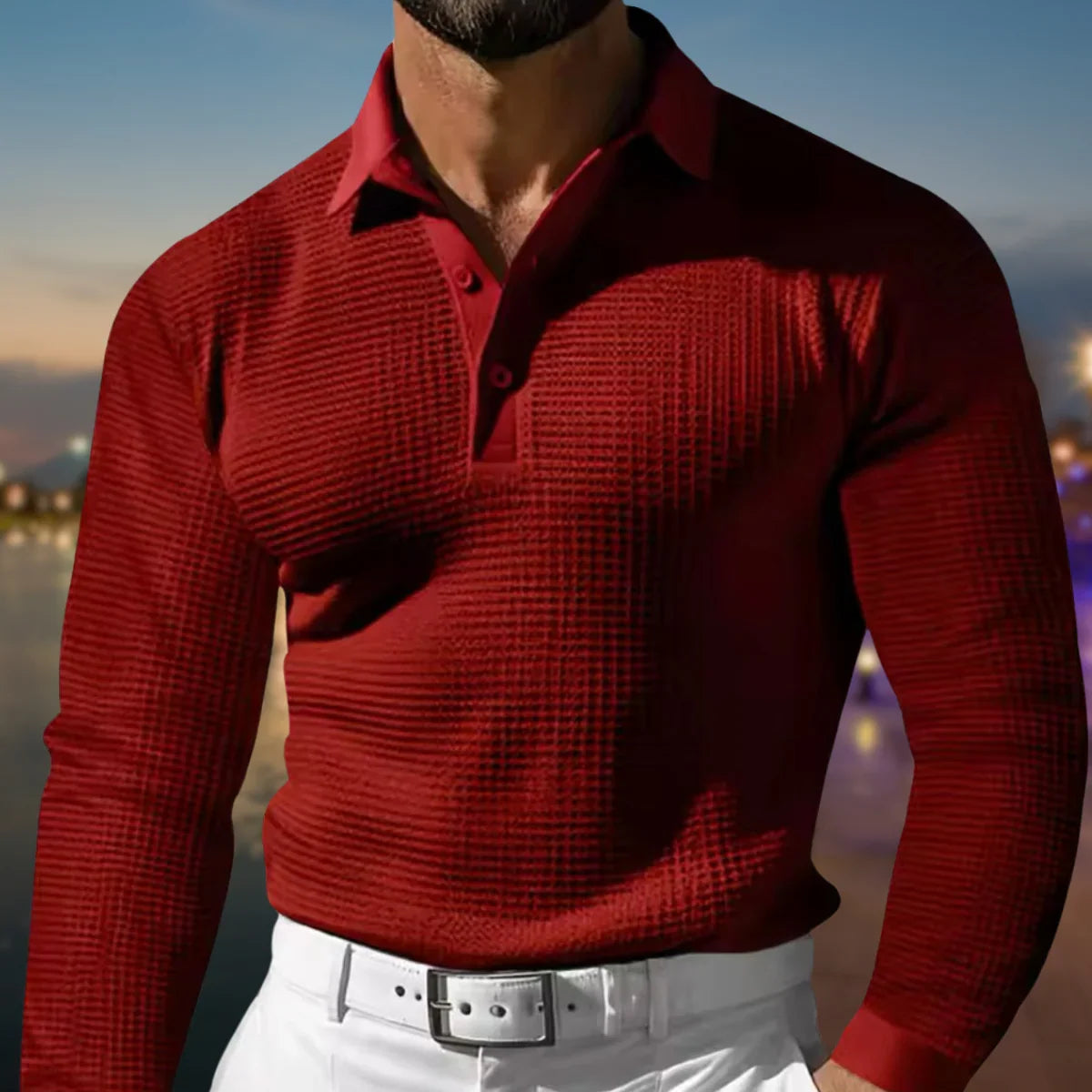 Polo sweater heren met polokraag en knoopsluiting 5