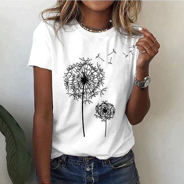 Camilla - Zomers T-shirt met ronde hals en korte mouwen dames