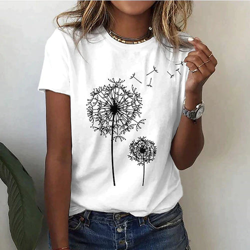 Camilla - Zomers T-shirt met ronde hals en korte mouwen dames