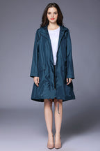 Regenjas dames waterafstotend en oversized met capuchon en verstelbare zoom 10