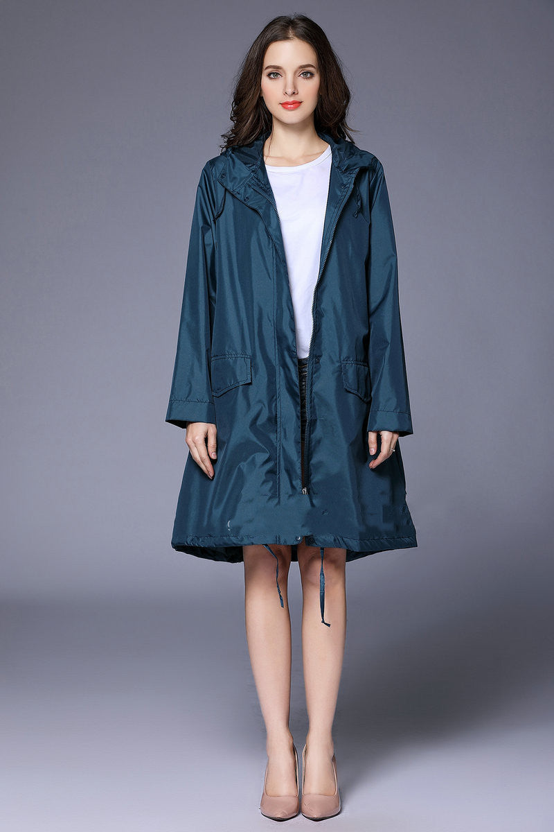 Regenjas dames waterafstotend en oversized met capuchon en verstelbare zoom 10