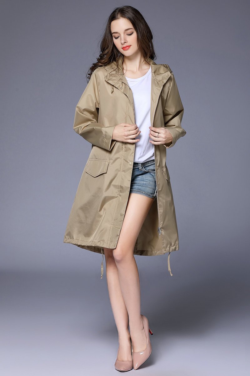 Regenjas dames waterafstotend en oversized met capuchon en verstelbare zoom 3