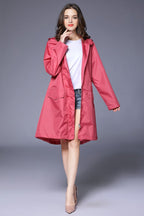 Regenjas dames waterafstotend en oversized met capuchon en verstelbare zoom 8