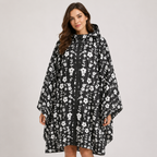 Regenponcho dames waterdicht met capuchon, rits en print 1