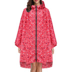 Regenponcho dames waterdicht met capuchon, rits en print 11