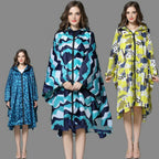 Regenponcho dames waterdicht met capuchon, rits en print 15