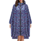 Regenponcho dames waterdicht met capuchon, rits en print 4
