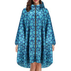 Regenponcho dames waterdicht met capuchon, rits en print 6
