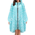 Regenponcho dames waterdicht met capuchon, rits en print 8