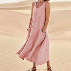 Juliette - Midi zomerjurk met ronde hals dames