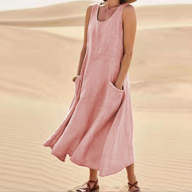 Juliette - Midi zomerjurk met ronde hals dames