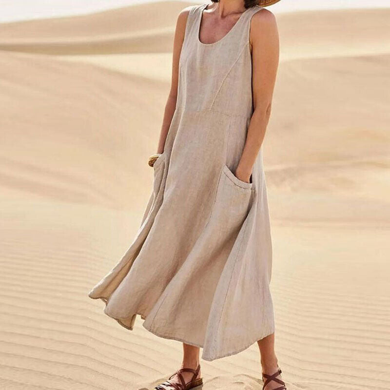 Juliette - Midi zomerjurk met ronde hals dames