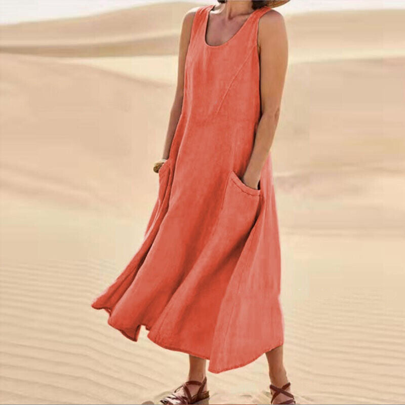 Juliette - Midi zomerjurk met ronde hals dames