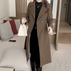 Lange trenchcoat dames met getailleerde pasvorm en klassieke kraag voor de herfst 4