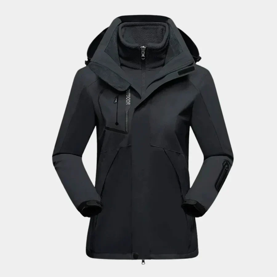 Ski-jas dames 3-in-1 met capuchon langarm waterafstotend 1