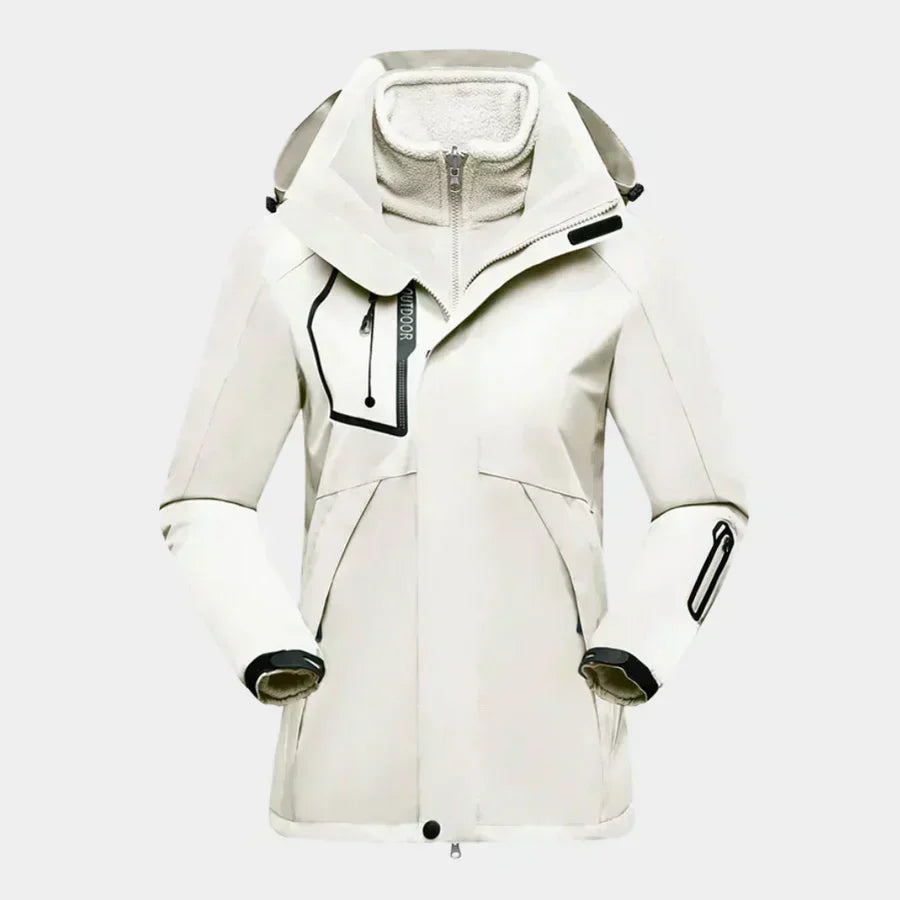 Ski-jas dames 3-in-1 met capuchon langarm waterafstotend 2