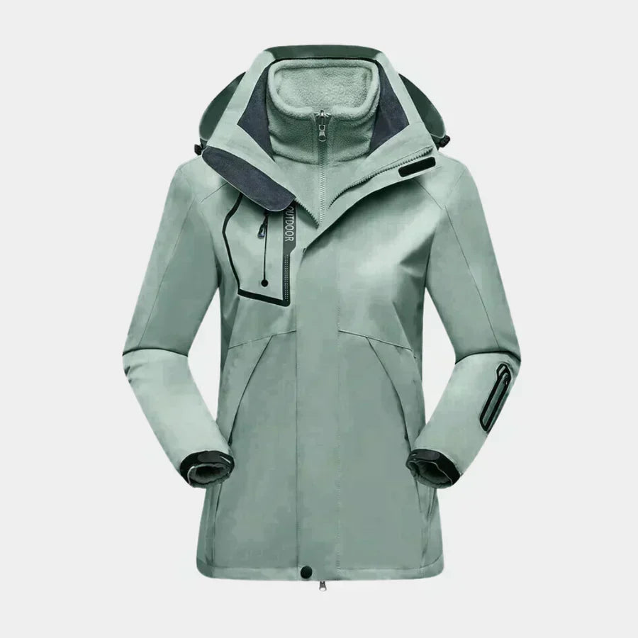 Ski-jas dames 3-in-1 met capuchon langarm waterafstotend 3