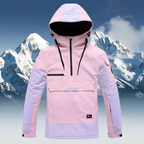 Ski-jas dames anorak met capuchon en halve rits waterafstotend 3