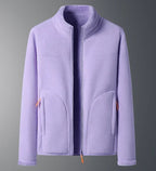 Ski-jas dames fleece met opstaande kraag en doorlopende rits 4