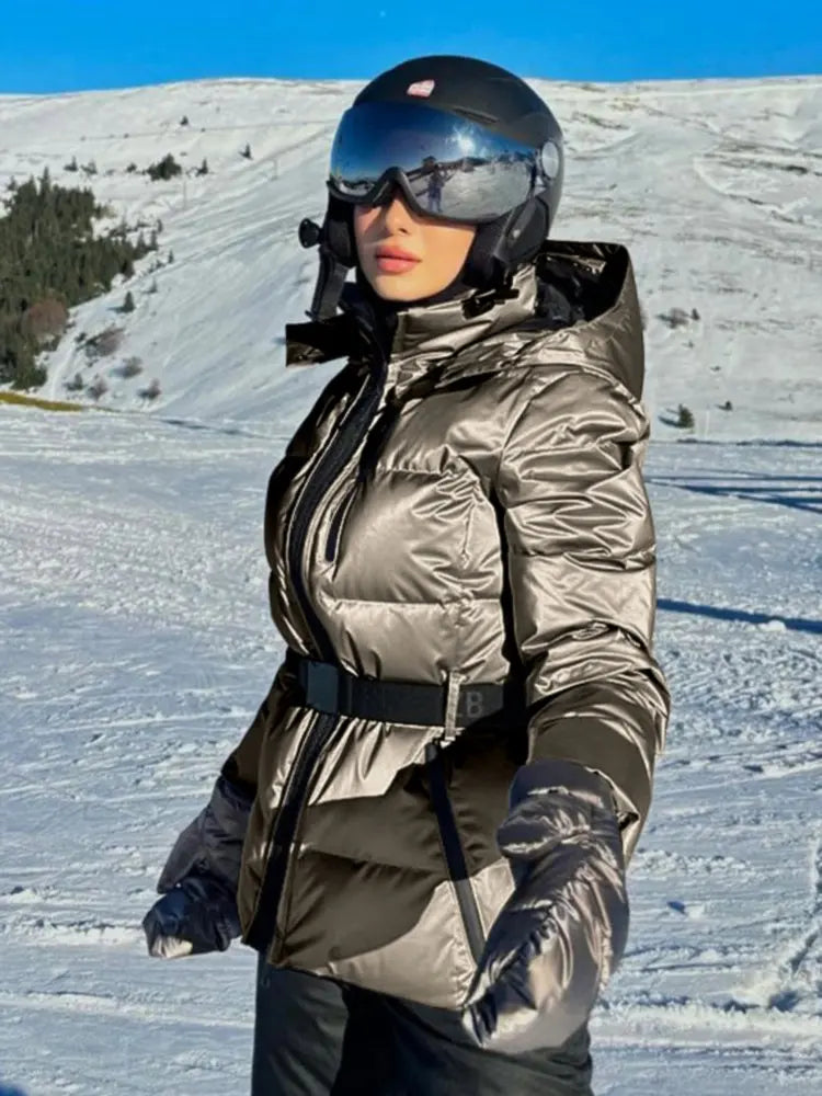Ski-jas dames getailleerd gewatteerd met capuchon en borstrits 7