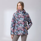 Ski-jas dames met capuchon en bloemenprint waterafstotend gevoerd 4