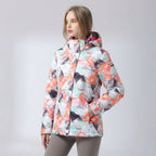 Ski-jas dames met capuchon en bloemenprint waterafstotend gevoerd 5