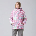 Ski-jas dames met capuchon en bloemenprint waterafstotend gevoerd 9