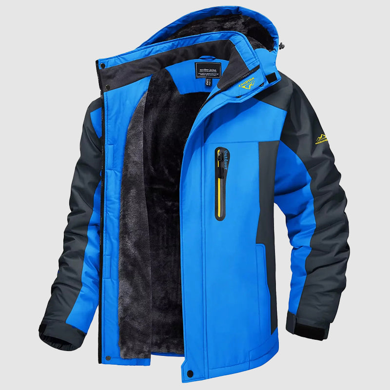 Ski-jas heren met afneembare capuchon en bontrand met fleecevoering 3